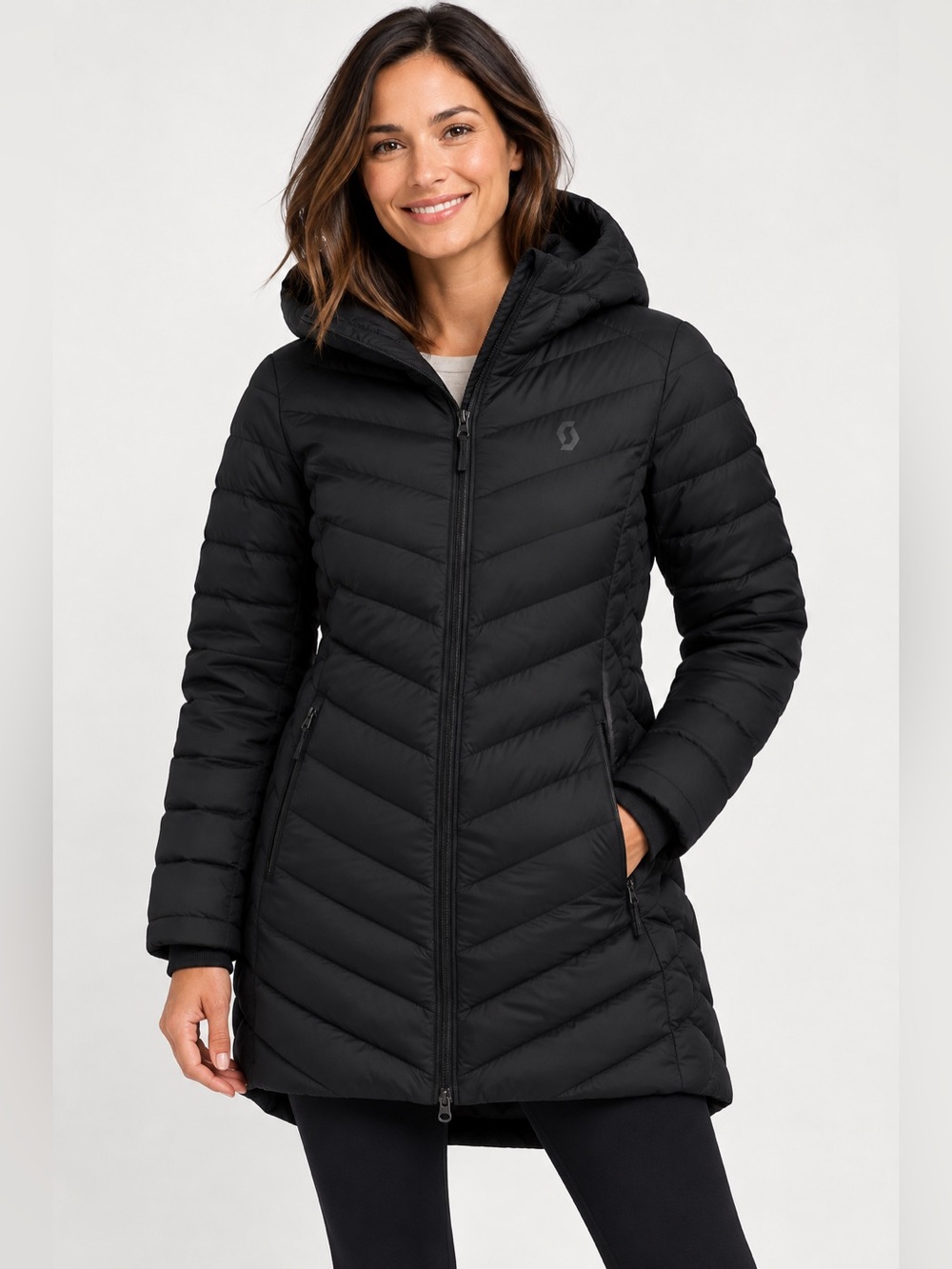 Scott Sports Insuloft Warm Trench Hooded Puffer Coat Black Women’s Large NWT